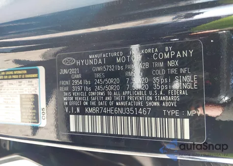 2022 Hyundai Palisade Calligraphy z USA, uszkodzony, nr VIN KM8R74HE6NU351467